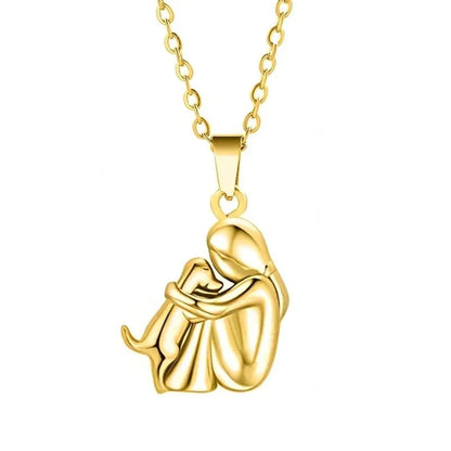 Little Girl & Dog Hugging Necklace
