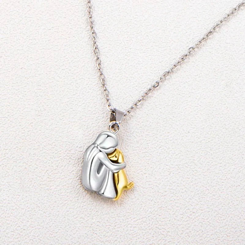 Little Girl & Dog Hugging Necklace