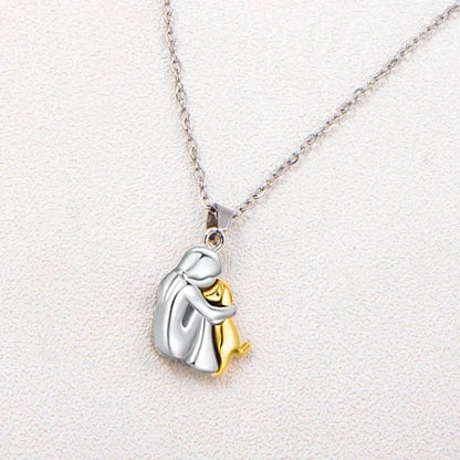 Little Girl & Dog Hugging Necklace