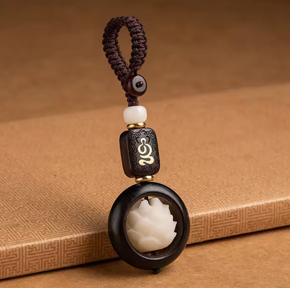 Wooden Lotus Keychain Accessory