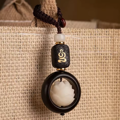 Wooden Lotus Keychain Accessory