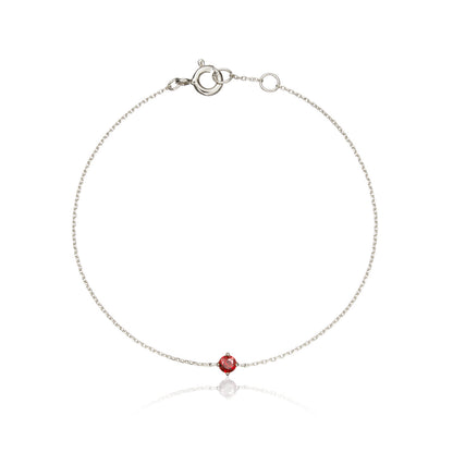 Silver Small Birthstone Pendant Bracelet
