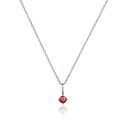 Silver Small Birthstone Pendant Necklace