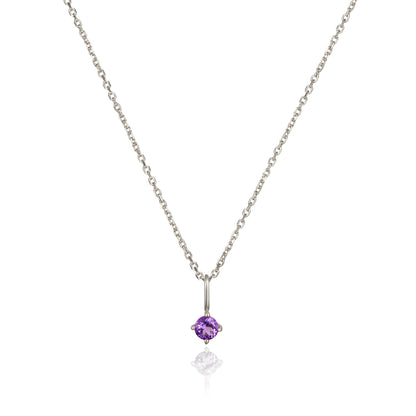 Silver Small Birthstone Pendant Necklace
