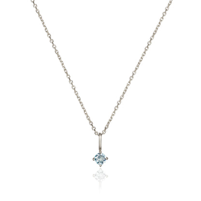 Collar con colgante de piedra de nacimiento pequeña de oro blanco macizo