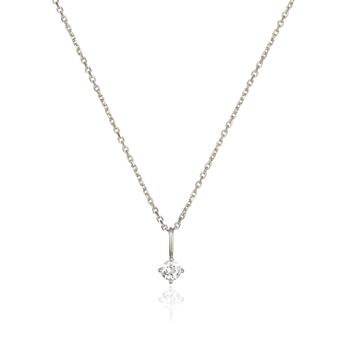 Collar con colgante de piedra de nacimiento pequeña de oro blanco macizo