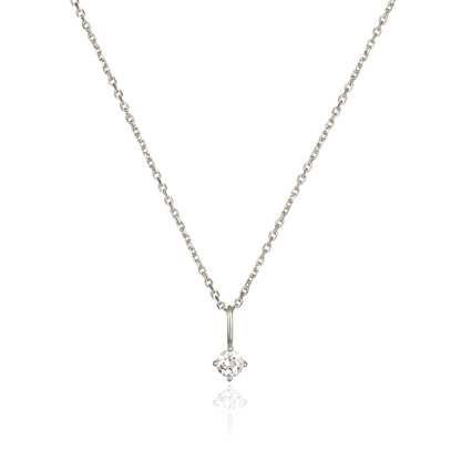 Collar con colgante de piedra de nacimiento pequeña de oro blanco macizo