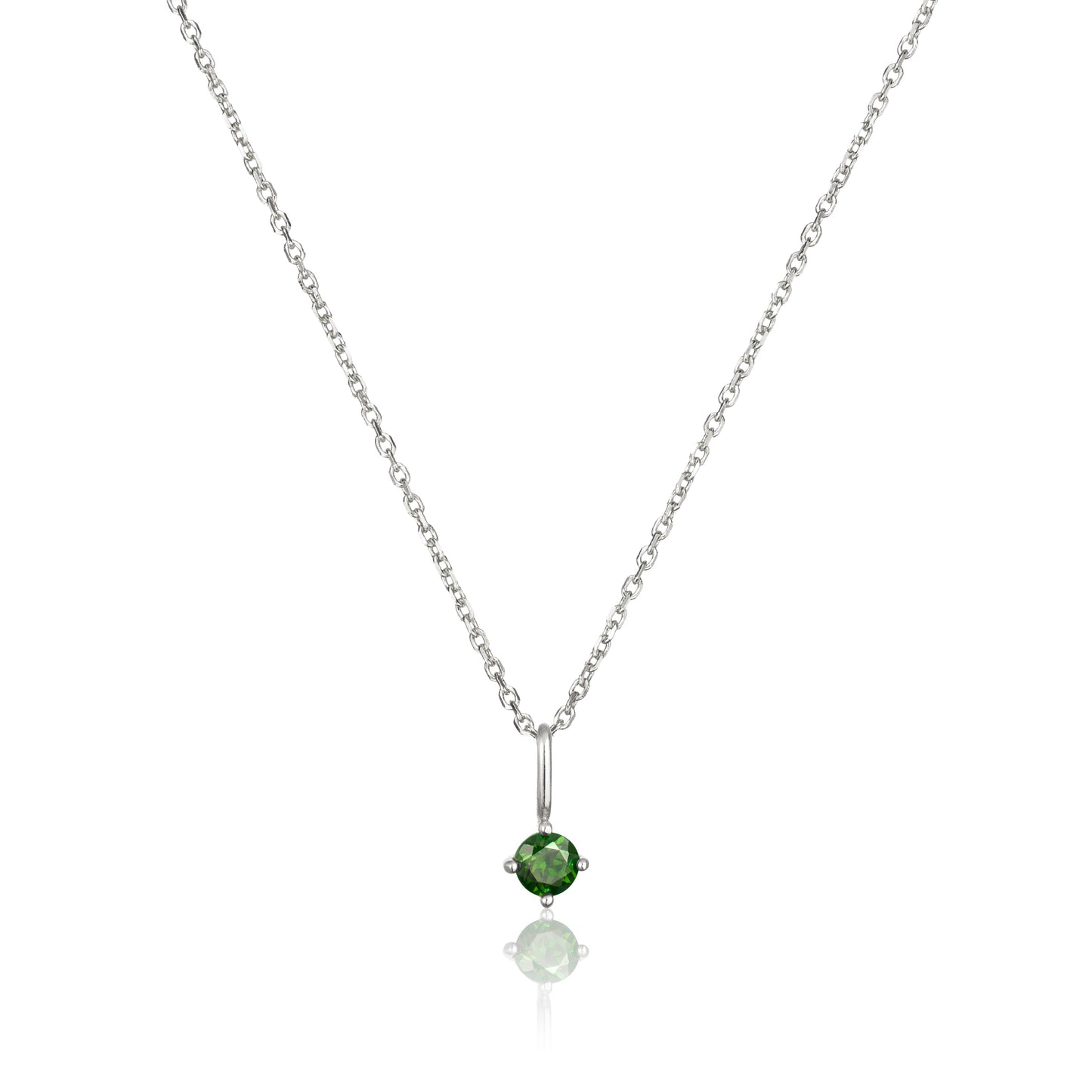 Collar con colgante de piedra de nacimiento pequeña de oro blanco macizo