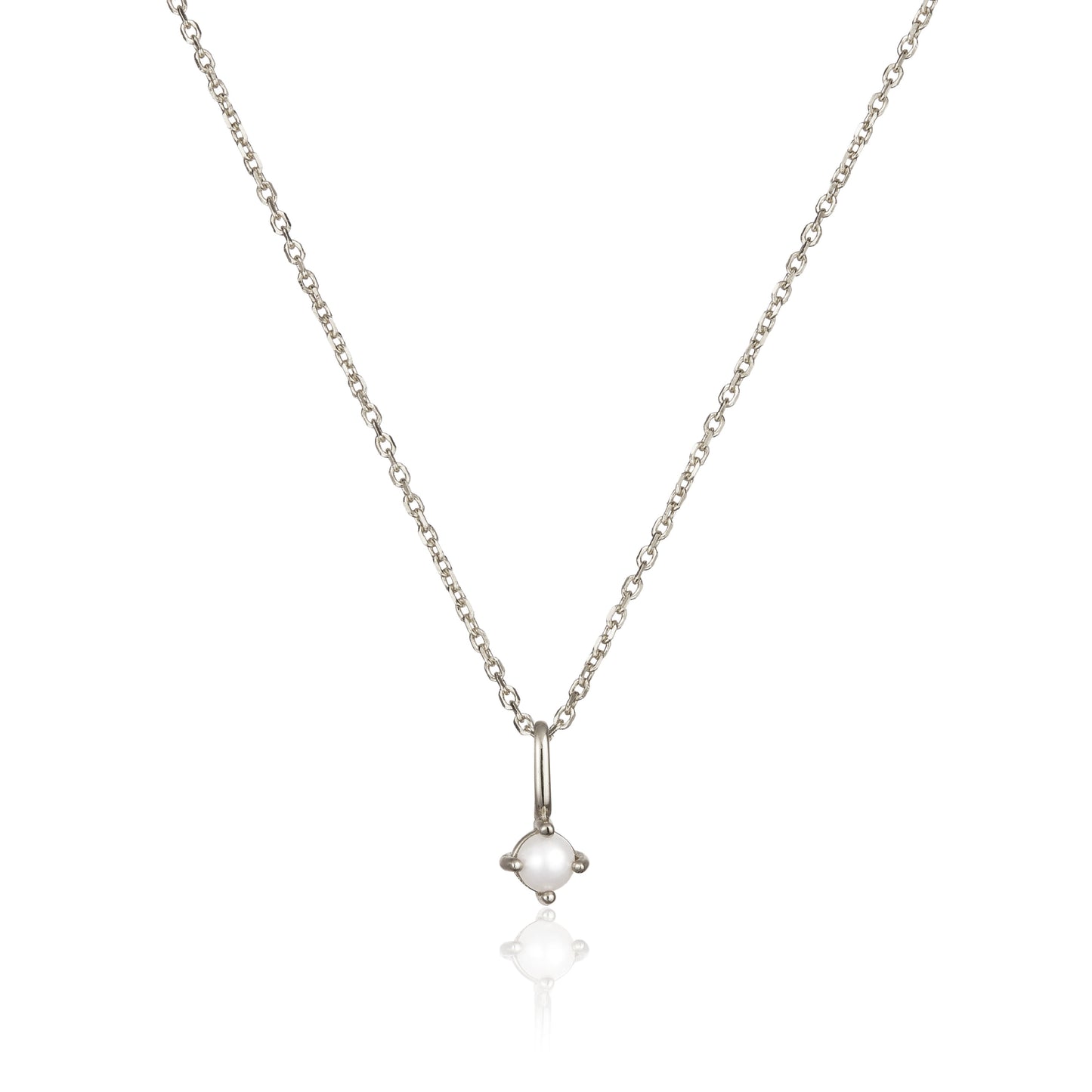 Collar con colgante de piedra de nacimiento pequeña de oro blanco macizo
