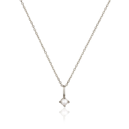 Collar con colgante de piedra de nacimiento pequeña de oro blanco macizo