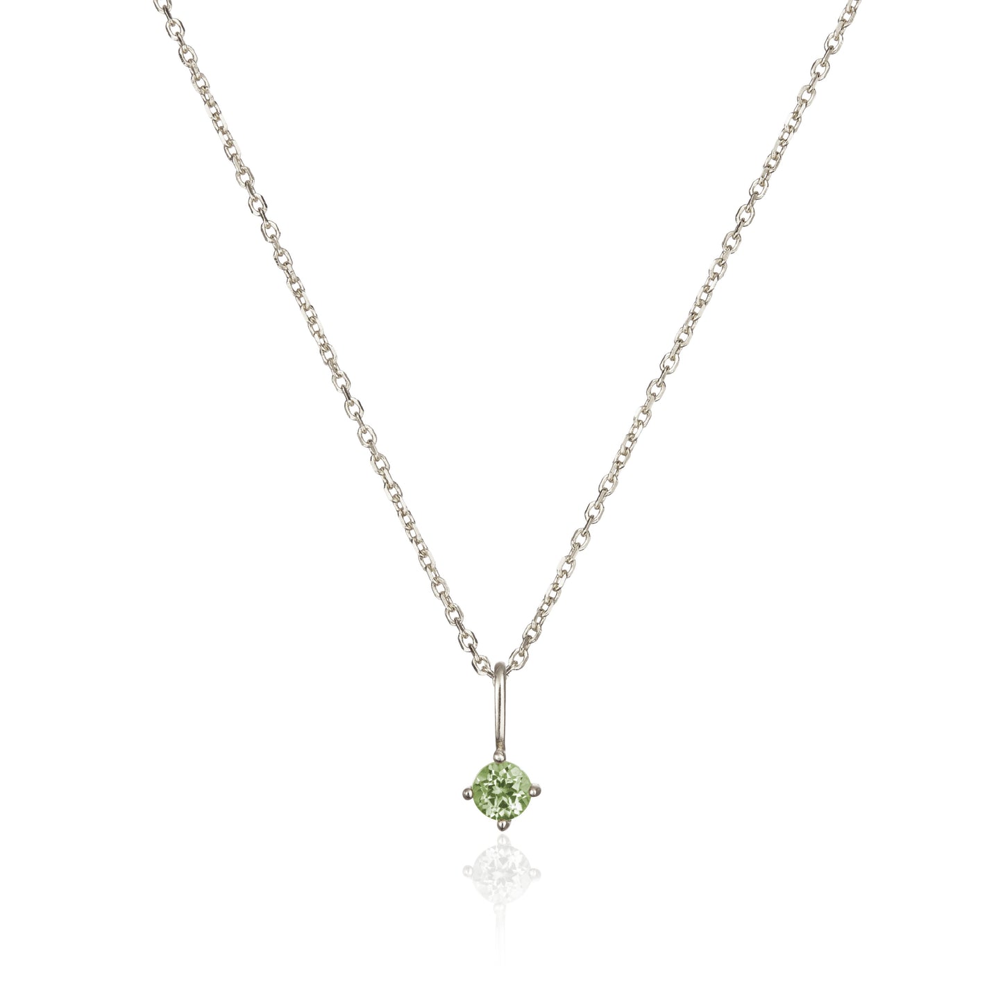 Collar con colgante de piedra de nacimiento pequeña de oro blanco macizo