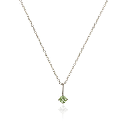 Collar con colgante de piedra de nacimiento pequeña de oro blanco macizo