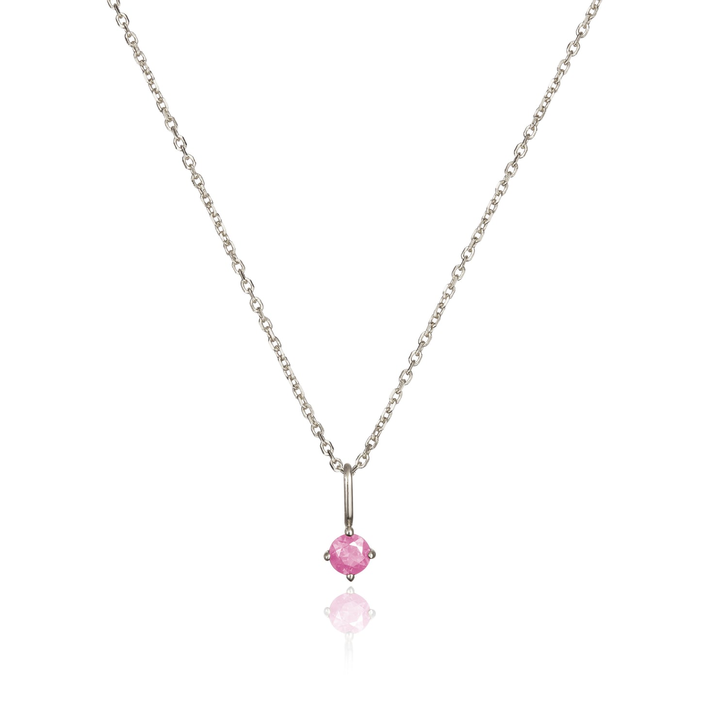 Collar con colgante de piedra de nacimiento pequeña de oro blanco macizo