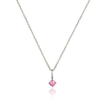 Collar con colgante de piedra de nacimiento pequeña de oro blanco macizo