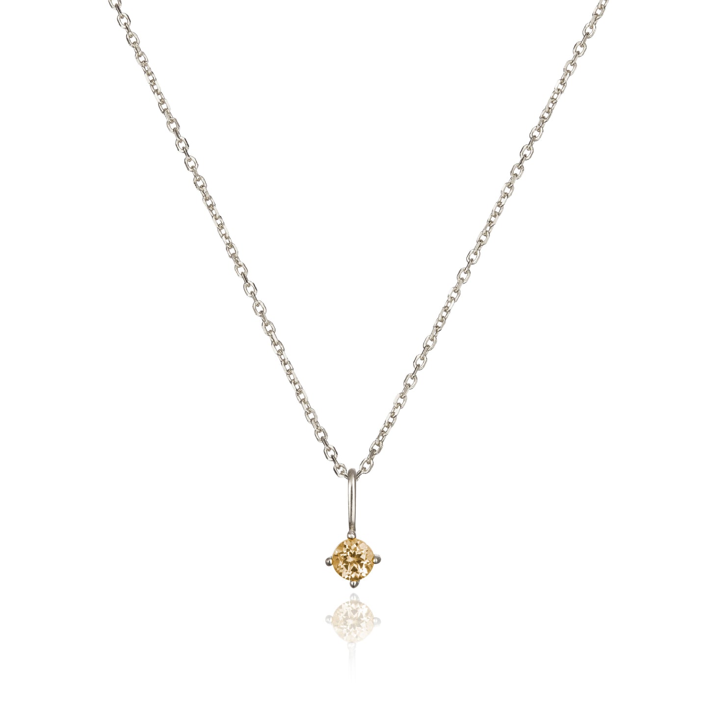 Collar con colgante de piedra de nacimiento pequeña de oro blanco macizo