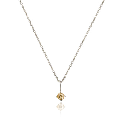 Collar con colgante de piedra de nacimiento pequeña de oro blanco macizo