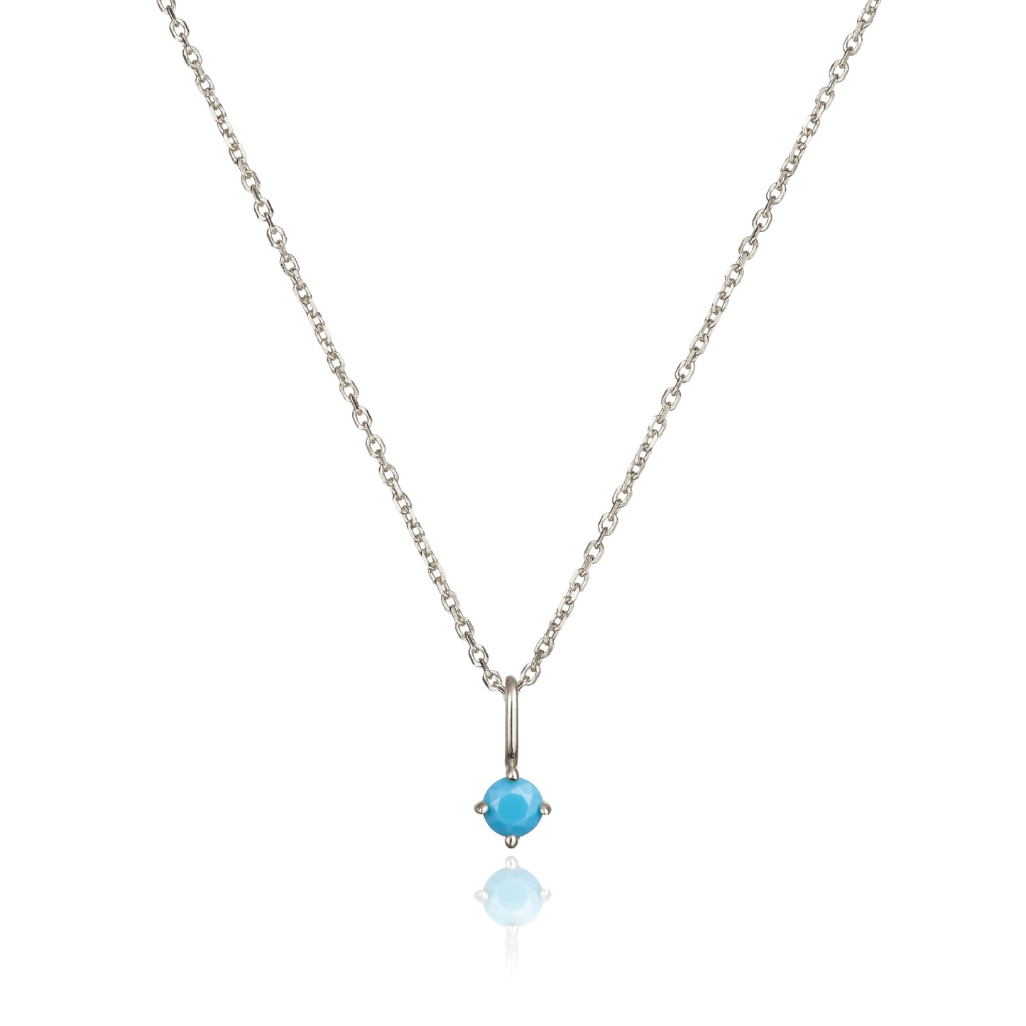 Collar con colgante de piedra de nacimiento pequeña de oro blanco macizo