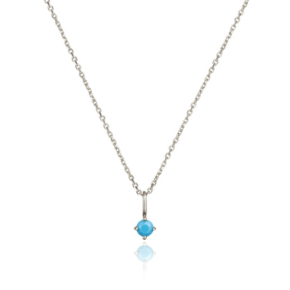 Collar con colgante de piedra de nacimiento pequeña de oro blanco macizo