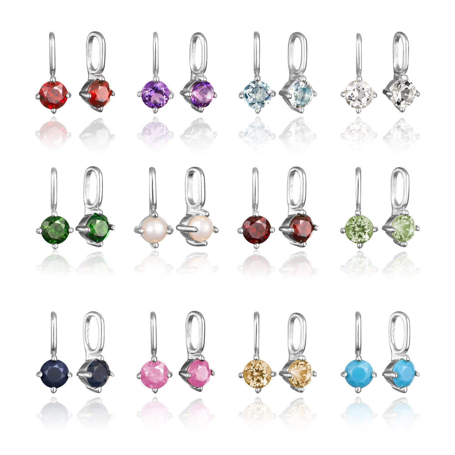 Charm individual de plata con piedra de nacimiento pequeña