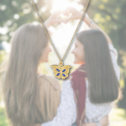 Matching Sisters Heart Butterfly Necklace