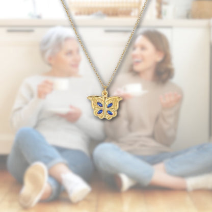 Mother Daughter Heart Butterfly Necklace