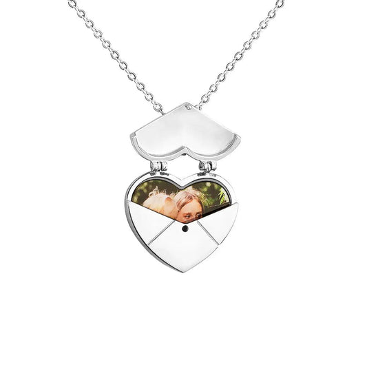 Mother & Daughter Hidden Photo Heart Locket Necklace