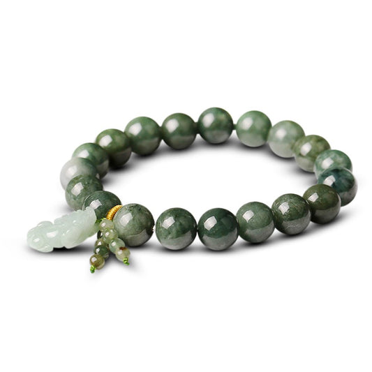 Natural Green Jade Fortune Pixiu Bracelet