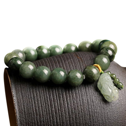 Natural Green Jade Fortune Pixiu Bracelet