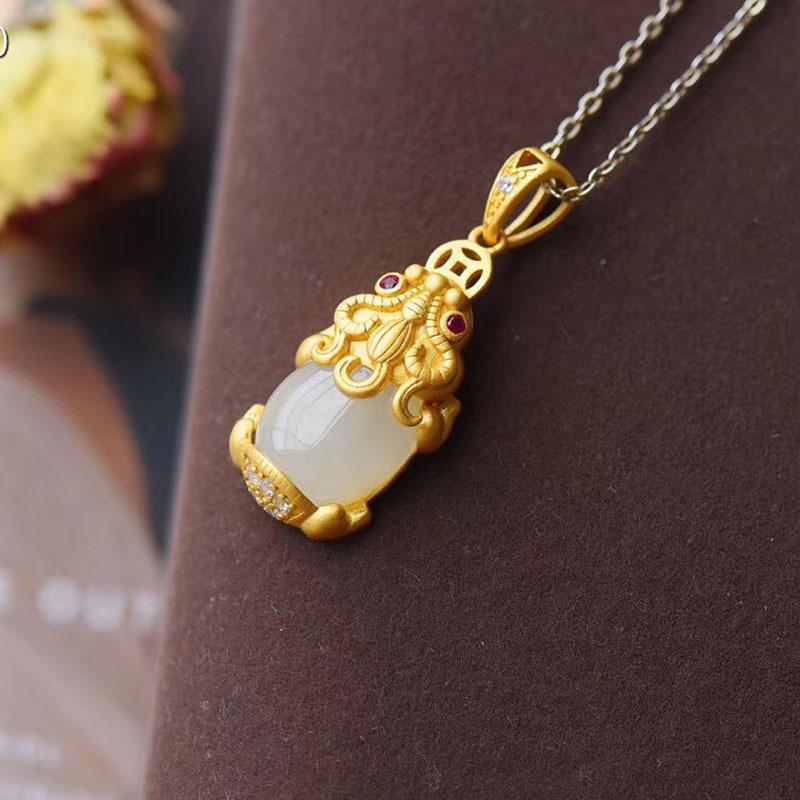 Natural Jade Pixiu Fortune Necklace