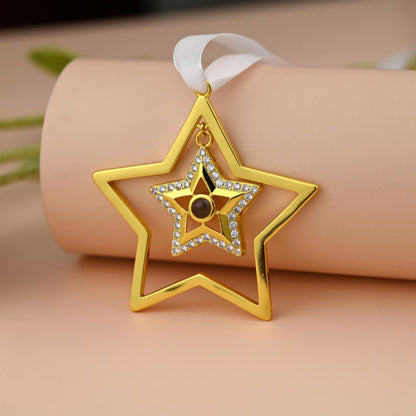 Personalized Christmas Double Star Photo Ornament