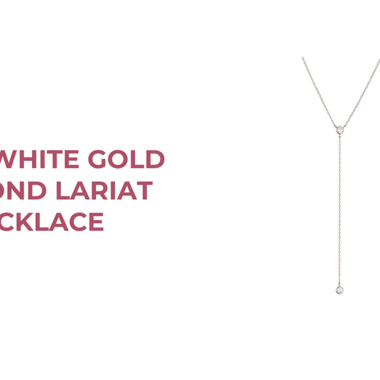 Solid White Gold Diamond Lariat Necklace by@Outfy