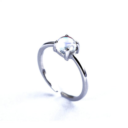 Pure Silver Natural Moonstone Ring
