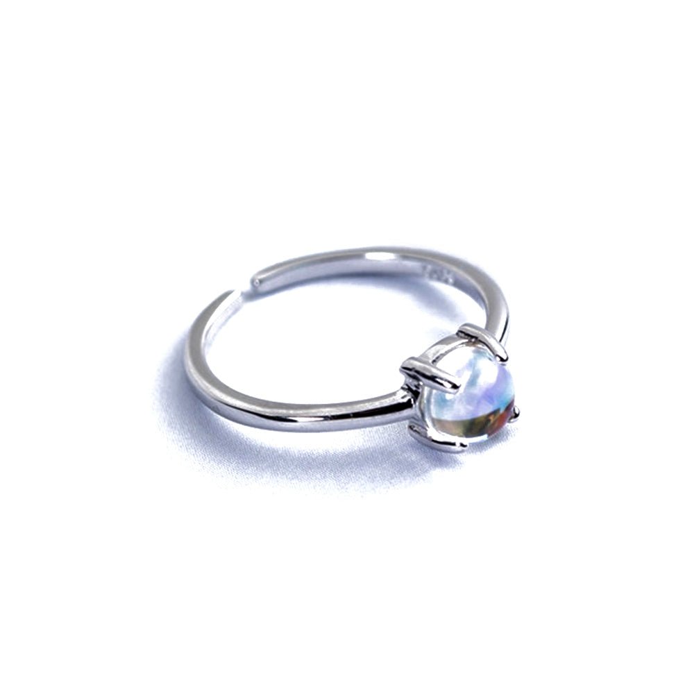 Pure Silver Natural Moonstone Ring