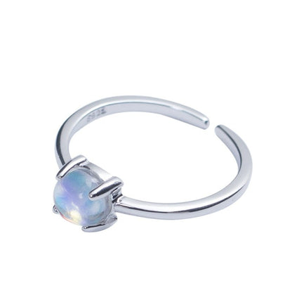 Pure Silver Natural Moonstone Ring