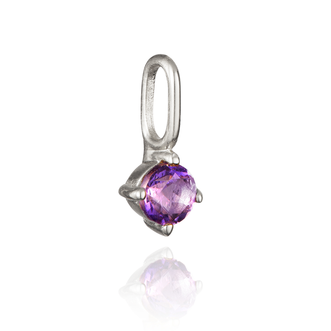Charm individual de plata con piedra de nacimiento pequeña