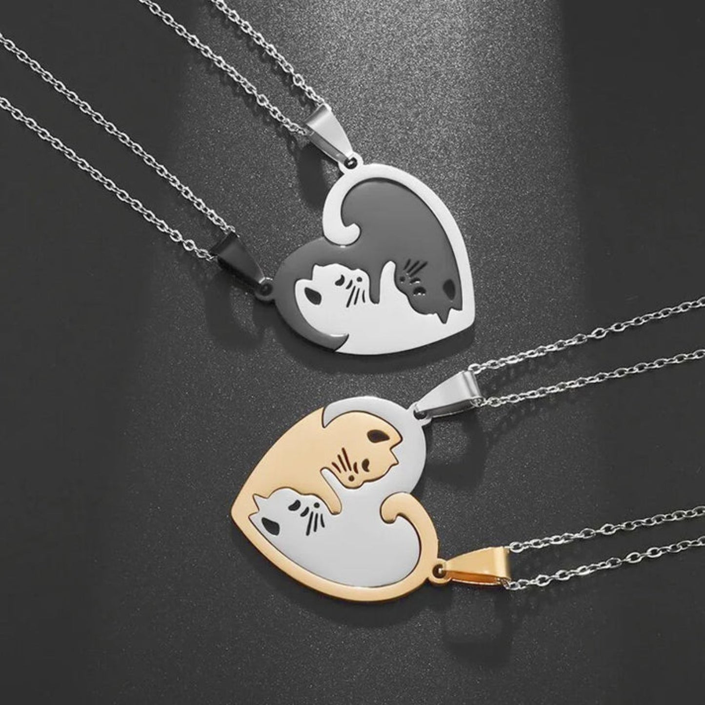 Purrfect Love Hugging Cats Necklace