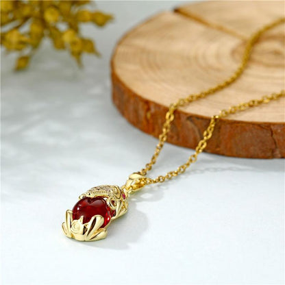 Red Garnet Pixiu Wealth Necklace