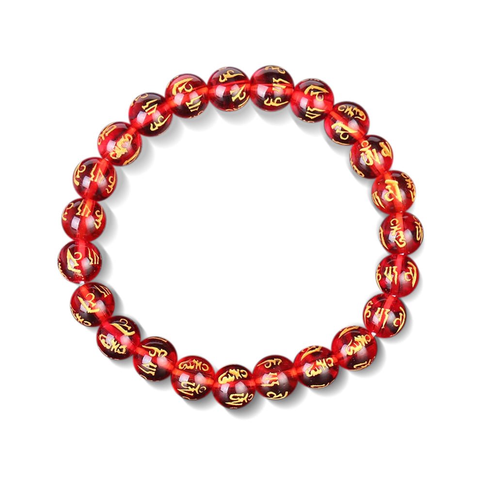 Red Tibetan Six Words Mantra Lucky Bracelet