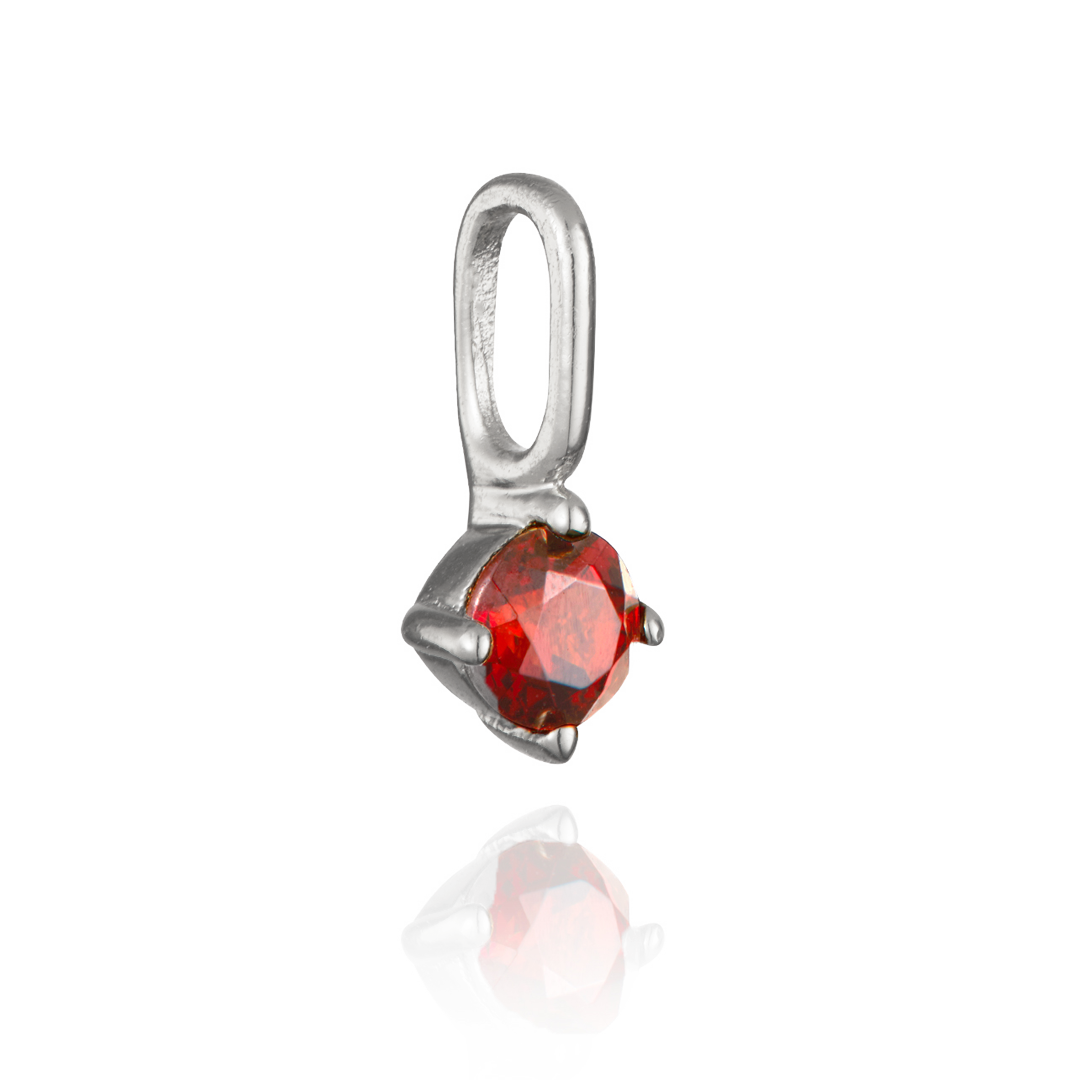 Charm individual de plata con piedra de nacimiento pequeña