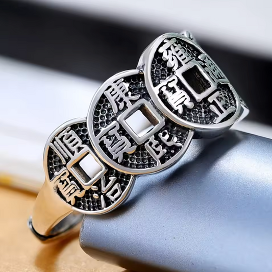 Vintage Silver Lucky Coin Ring