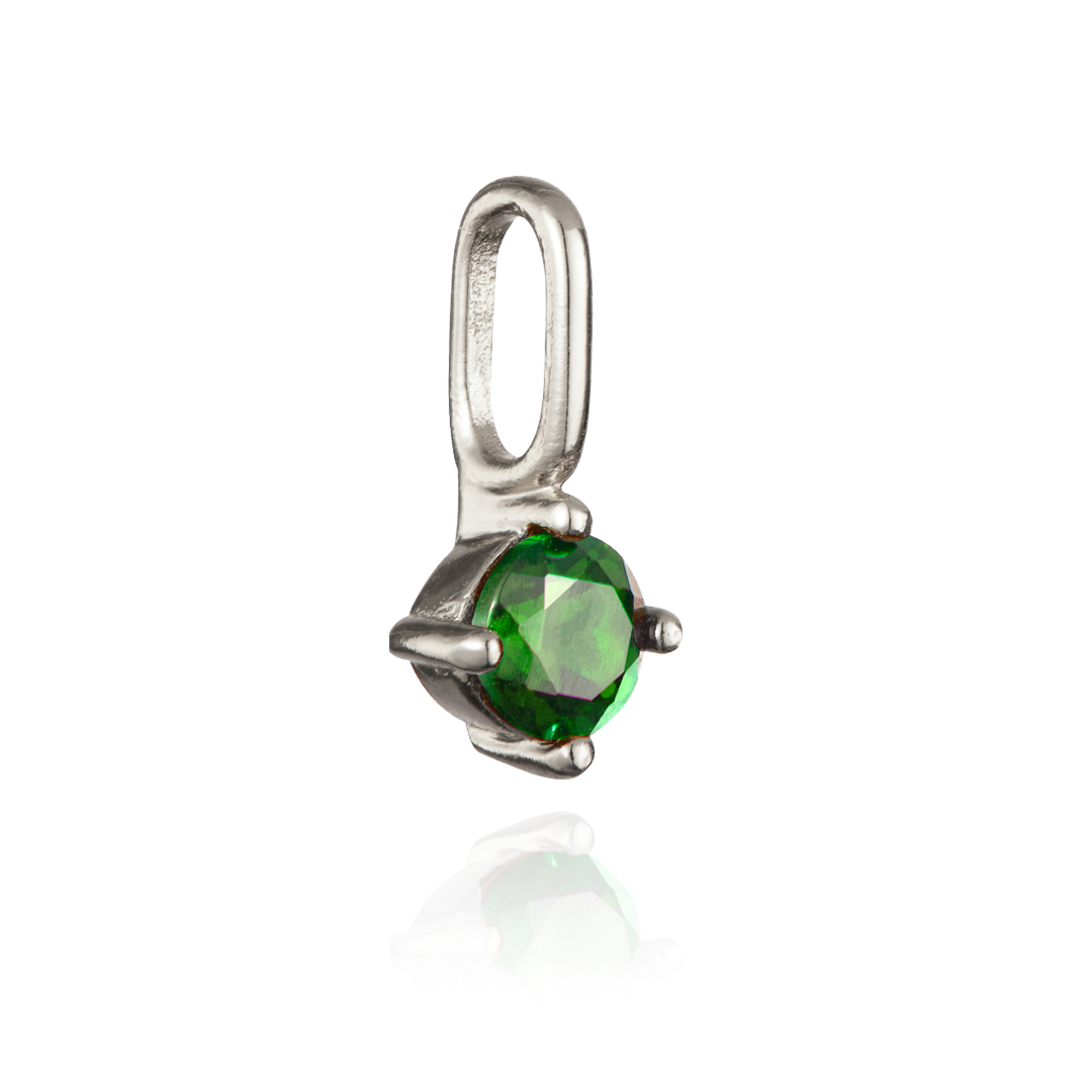 Charm individual de plata con piedra de nacimiento pequeña