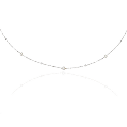 Silver Five Pearl Satellite Necklace