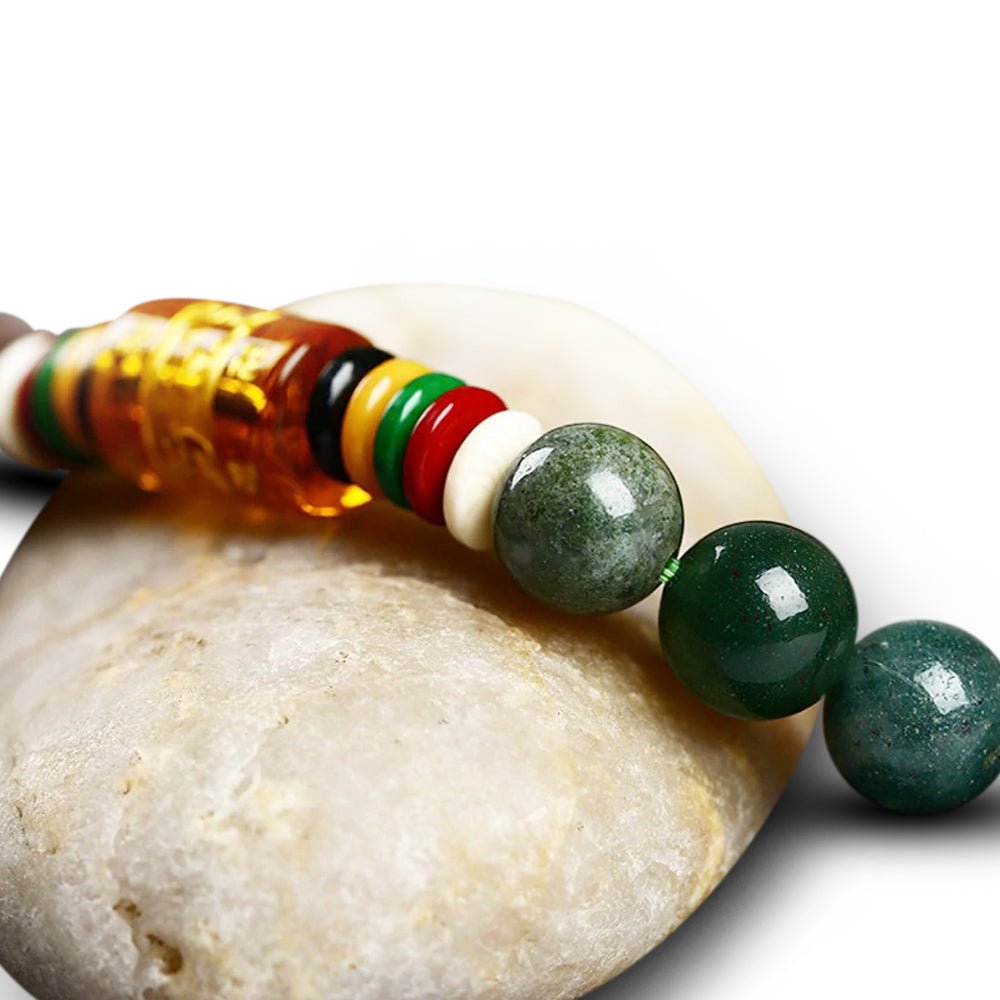Six Buddhist Mantra Natural Agate Bracelet