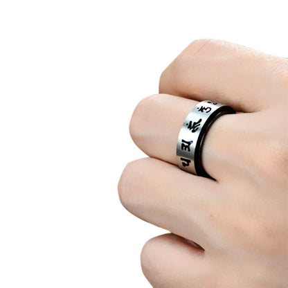 Six True Words Titanium Mantra Rotating Ring