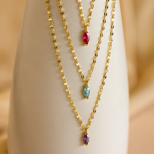 Collar personalizado con piedra de nacimiento de marquesa