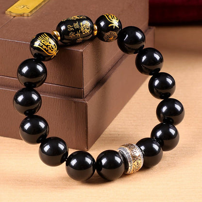 Tai Sui Fortune Guard Obsidian Bracelet