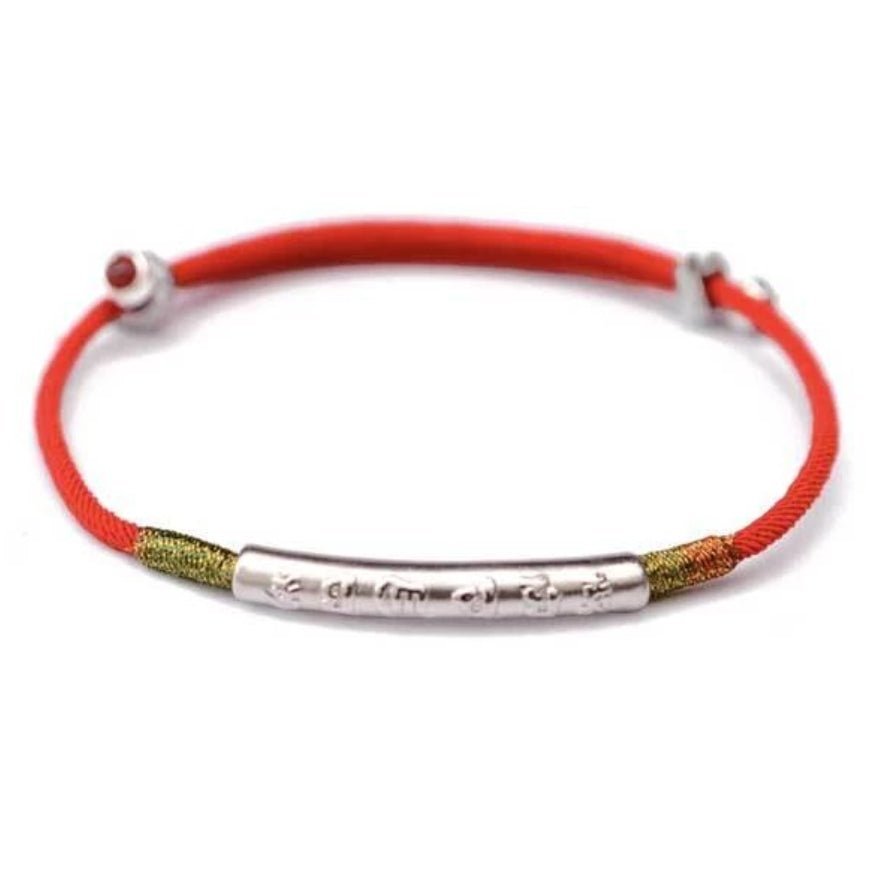 Tibetan Buddhist Handmade Silver Mani Mantra Lucky Bracelet