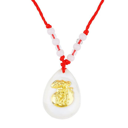 Transparent Auspicious 18k Gold Money Bag Charm Necklace