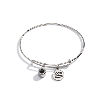 Personalized Photo Bangle With USA Flag Charm