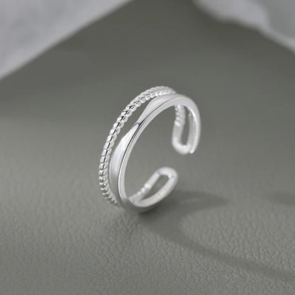 Wavy & Twist Dual-Line Dainty Ring